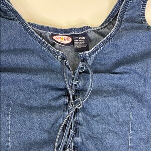 Zoey & Beth Blue Denim Lace-Up Women's Tank Top